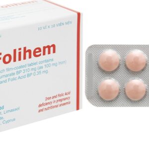 Folihem bổ sung sắt và axit folic, trị thiếu máu H/100 viên