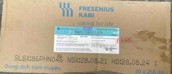 NACL 0.9% 250 ML NATRI CLORID 0,9% Kabi thùng 30 chai (dung dịch tiêm truyền)