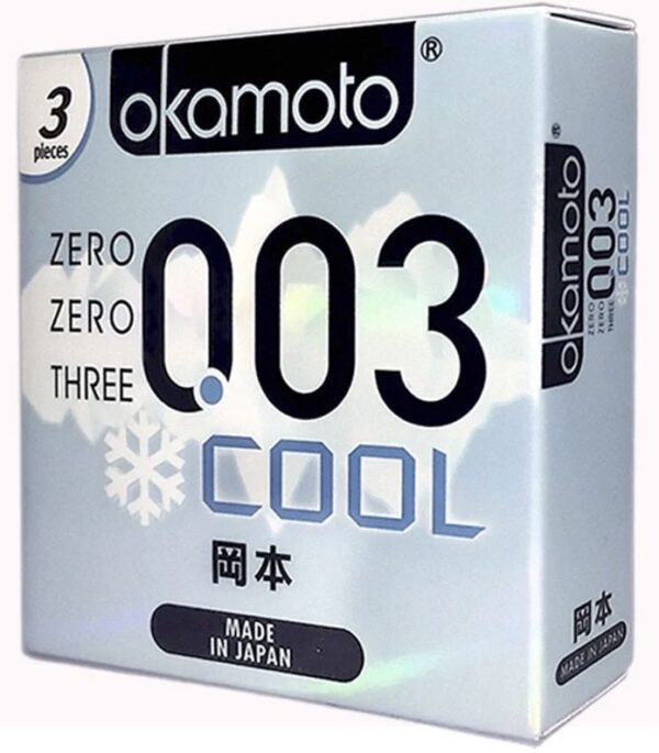 Bao Cao Su Okamoto Cool 003 H/ 3Cái ( Siêu Mỏng Bóng Láng Mát Lạnh)