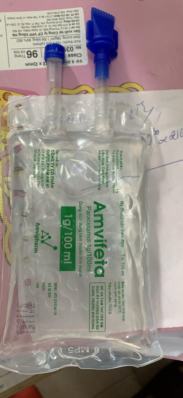 DUNG DỊCH TIÊM TRUYỀN PARACETAMOL AMVI 1000MG THÙNG/48 TÚI