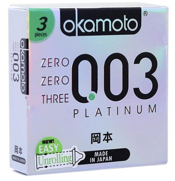 BAO CAO SU OKAMOTO PLATIUM 003 H/ 3 CÁI ( SIÊU MỎNG BÓNG LÁNG)