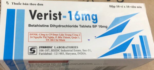 Verist 16mg H/100 viên ( trị rối loạn tiền đình, chóng mặt)