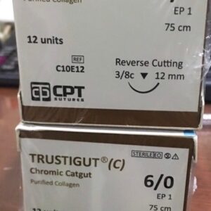 Chỉ phẫu thuật thẩm mĩ tự tiêu Trustigut Chromic Catgut 6-0 H/12 tép