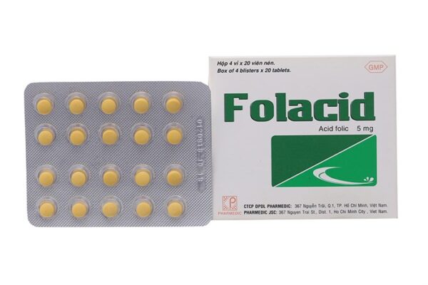 Folacid 5mg H/ 80 viên (bổ sung acid folic)