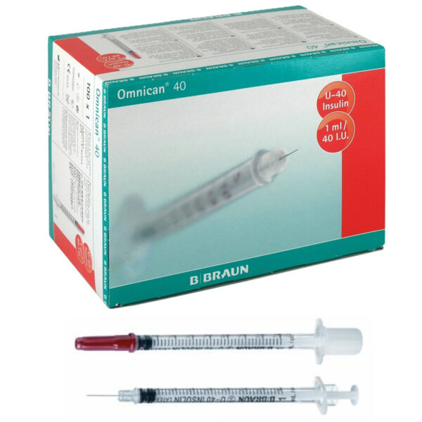 Bơm tiêm 1cc Xylanh Tiêm Insulin Braun Omnican 40 (H/100 cây, 1ml – 40 IU, 30G) kim đầu đỏ