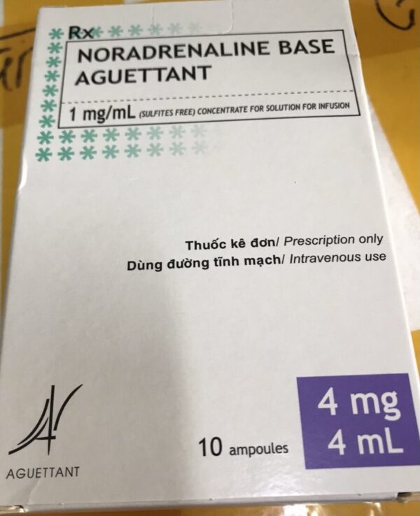 Noradrenalin base Aguettant 1mg/ml H/10 ống