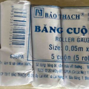 BĂNG CUỘN 5X200CM GÓI/5 CUỘN (Băng cuộn y tế Bảo Thạch size 0,05m x 2m)