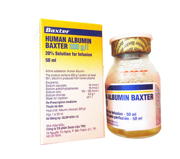HUMAN ALBUMIN 20% 200g/l 50ML BAXTER ( Áo)