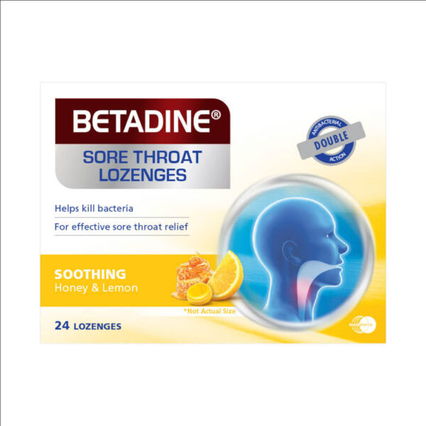 Viên ngậm ho vị chanh và mật ong Betadine H/24 viên