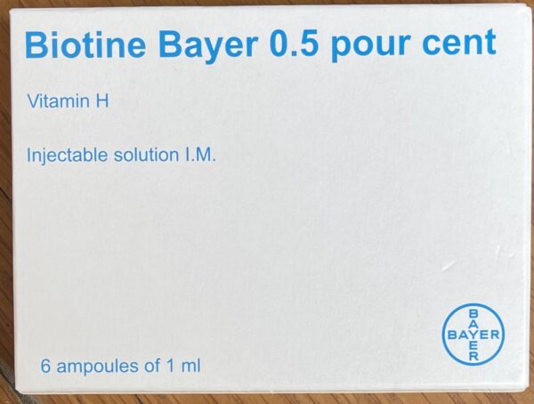 Biotine Bayer 0.5 pour cent. H/6 ống thuốc tiêm mọc tóc