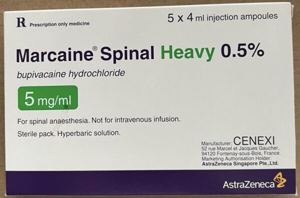 MARCAINE SPINAL HEAVY Inj 0.5% H/5 ống 4 ml
