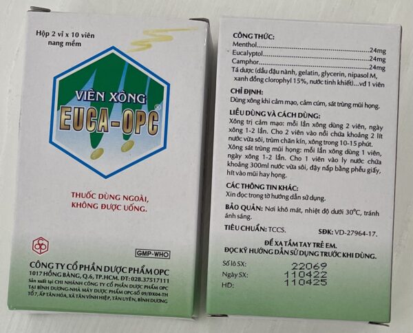 Viên Viên xông Euca-OPC H/20 viên (sát khuẩn hô hấp, giải cảm)