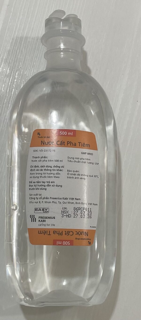 Nước cất pha tiêm 500 ml Kabi Thùng/20 chai