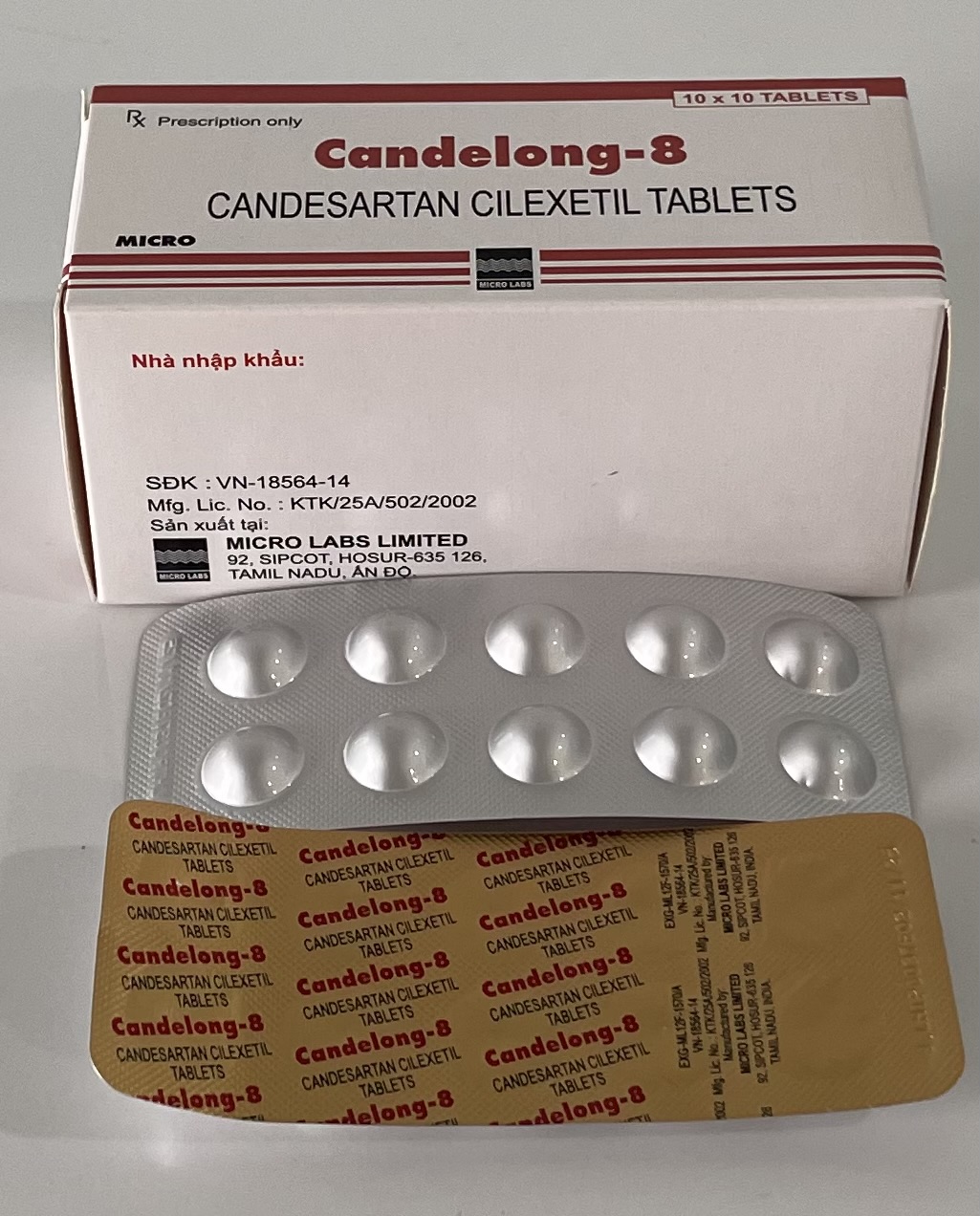 CANDELONG 8MG H100 viên( thuốc trị cao huyết áp)