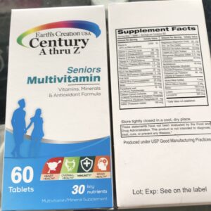 MULTIVITAMIN CHO NGƯỜI TRÊN 50 TUỔI EARTH’S CREATION CENTURY A THRU Z SENIORS H/ 60 VIÊN