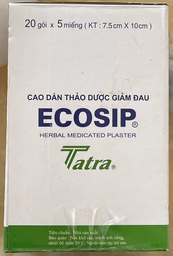 CAO DÁN THẢO DƯỢC GIẢM ĐAU ECOSIP H/20 gói x 5 miếng
