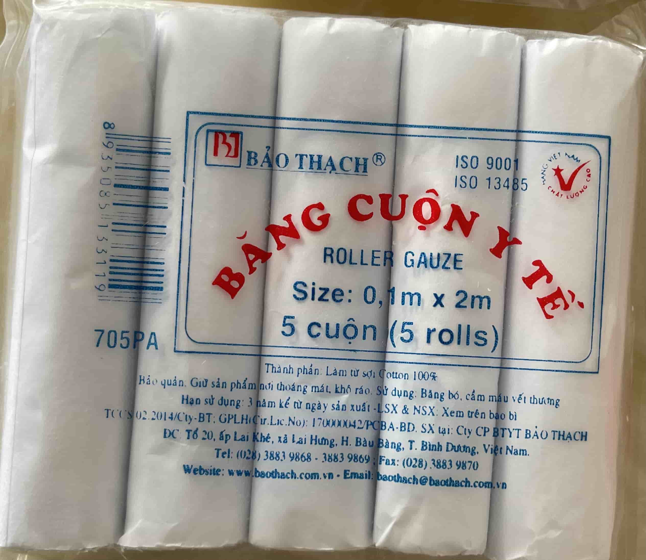 Băng cuộn 10x200cm  Gói/5 cuộn( Băng cuộn y tế Bảo Thạch size 0,1m x 2m)
