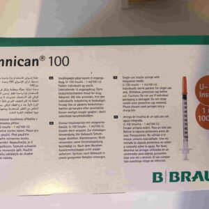 BƠM TIÊM 1 cc Omnican 100 BRAUN ( KIM ĐẦU CAM KIM TIÊM TIỂU ĐƯỜNG) H/100 cây