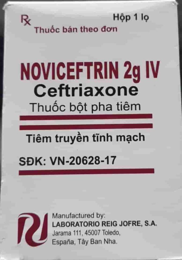 Noviceftrin 2g IV( Ceftriaxone 2g) Lốc/ 5 hộp