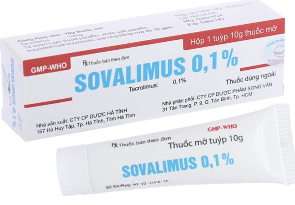 Sovalimus 0.1% tuýp 10g (trị chàm thể tạng)