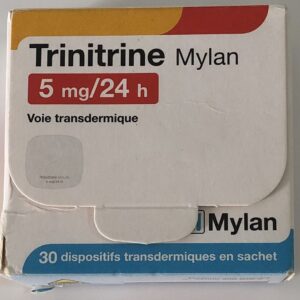 Trinitrine Mylan 5mg/24H H/30 miếng dán Điều trị cơn đau thắt ngực
