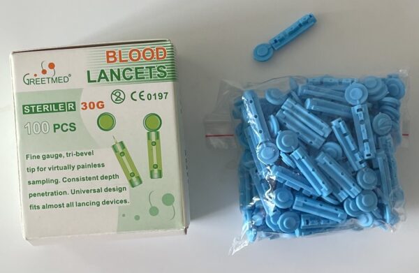 Kim thứ Lancet Onetouch tròn xanh (Lấy Máu Cho Máy Đường Huyết )H/100 kim