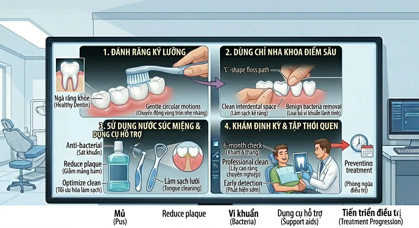 triệu chứng áp xe răng, dấu hiệu áp xe răng, áp xe răng bị sưng mặt, áp xe răng đau nhức, áp xe răng chảy mủ, áp xe răng sốt, áp xe răng hôi miệng, áp xe răng đau tai, áp xe răng sưng nướu, áp xe răng có nguy hiểm không