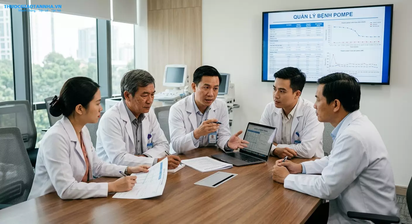 Bệnh Pompe, Bệnh Pompe là gì, Pompe disease tiếng Việt, Bệnh rối loạn dự trữ glycogen loại 2, GSD-II là gì, Glycogen Storage Disease type 2